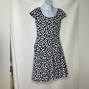 Five loaves two fish girls blue white polka dot jacquard dress dropped waist 16